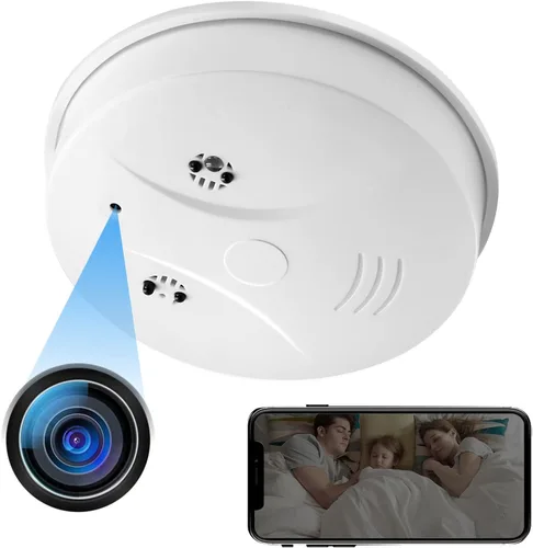 UYIKOO Cámara oculta Detector de humo Video Cámara pequeña 1080P HD Cámara inalámbrica WiFi con visión nocturna y detección de movimiento Cámara de