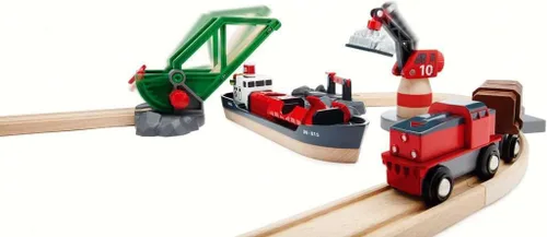 Miniatura 7 de BRIO World - 33061 Cargo Harbor Set Juego de tren de 16 piezas con accesorios de madera Regalo ideal para niños mayores de 3 años