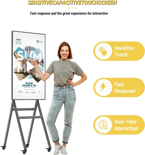 Miniatura 5 de MWE Pantalla de señalización digital móvil de 43 pulgadas, pantalla táctil UHD portátil para publicidad, póster de quiosco, publicación