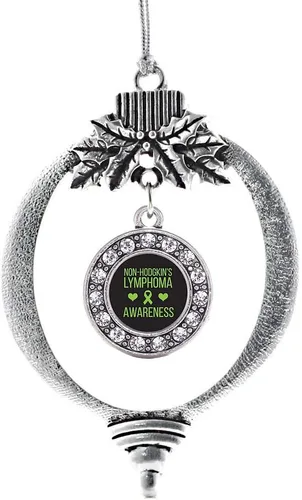 Miniatura 45 de Inspired Silver - Twin One - Adorno festivo de Navidad de plata - Adorno festivo de árbol de Navidad con dije de círculo y circonita cúbica