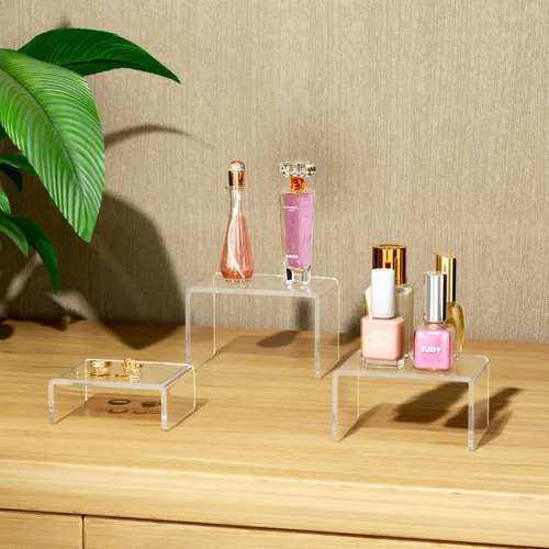 Miniatura 6 de NIUBEE Soportes Elevadores de Exhibición de Acrílico 2 Juegos, Estante Elevador Transparente de 3 Escalones Vitrina para Figuras Amiibo Funko POP
