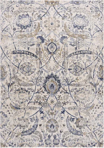 Hauteloom Obsidian - Alfombra tradicional de damasco, estilo bohemio, vintage, tradicional, estilo granja, con medallones florales para sala de Beige