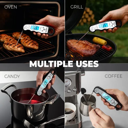 Miniatura 6 de Termómetro digital de lectura instantánea para carne de KIZEN - Termómetro de alimentos para cocinar, parrilla, horno, barbacoa - Clasificación IP67