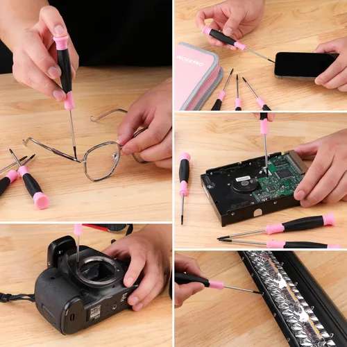 Miniatura 8 de WORKPRO Juego de destornilladores de precisión de 10 piezas con bolsa, destornilladores pequeños magnéticos con Phillips, ranurados, Torx Star, kit