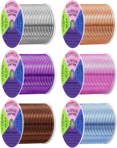 Miniatura 183 de Mandala Crafts - Alambre de aluminio anodizado de 8 calibre para hacer joyas - 9.75 m de alambre flexible negro colorido - Flexible para bonsái