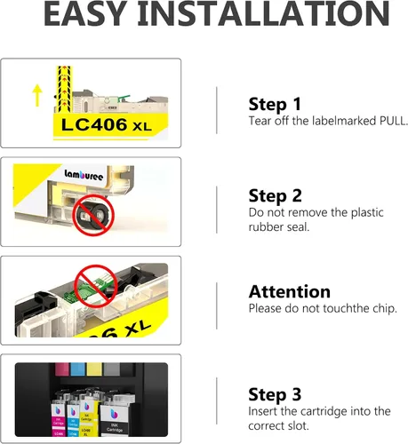 Miniatura 6 de LC406XL - Cartuchos de tinta con repuesto de alto rendimiento para Brother LC406 XL, funcionan con impresoras MFC-J4335DW MFC J4535DW MFC-J5855DW