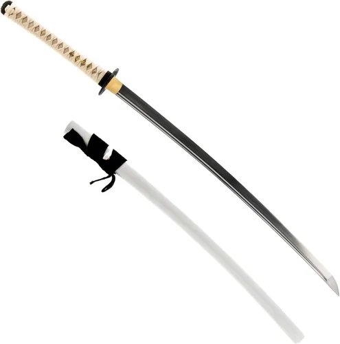Miniatura 14 de HMS Samurai Katana Sword, Practical, Hand Forged, 1045 Carbon Steel, Heat Tempered/Clay Tempered, Full Tang, Sharp, Scabbard Blanco-dragón-951A
