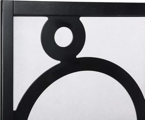 Miniatura 3 de Roundhill Furniture Arvada - Divisor de habitación de madera de 4 paneles con patrón circular, color negro