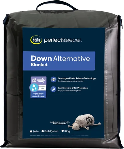 Miniatura 3 de Serta Air Dry Down - Manta de cama alternativa, tela de rendimiento refrescante y transpirable, individual, gris claro