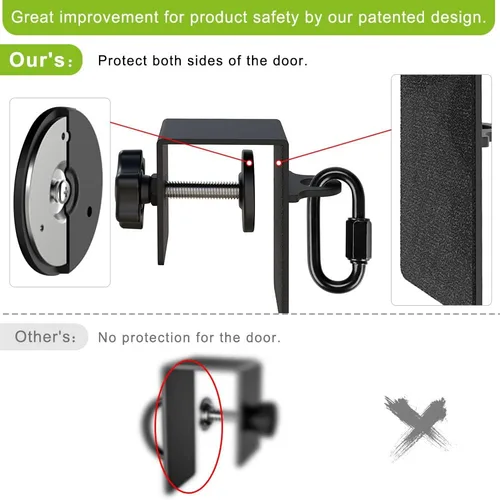 Miniatura 4 de SELEWARE Anclaje de puerta para bandas de resistencia, gimnasio en casa, entrenamiento, accesorio de montaje en puerta para correas de peso A. Negro