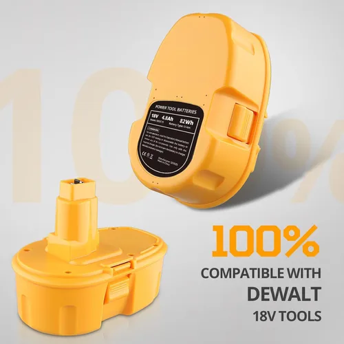 Miniatura 7 de 2 paquetes de 18 V 4.8 Ah DC9096 Ni-Mh repuesto para batería Dewalt de 18 V compatible con batería Dewalt de 18 V DW9095 DW9096 DW9099 DE9039 DE9095