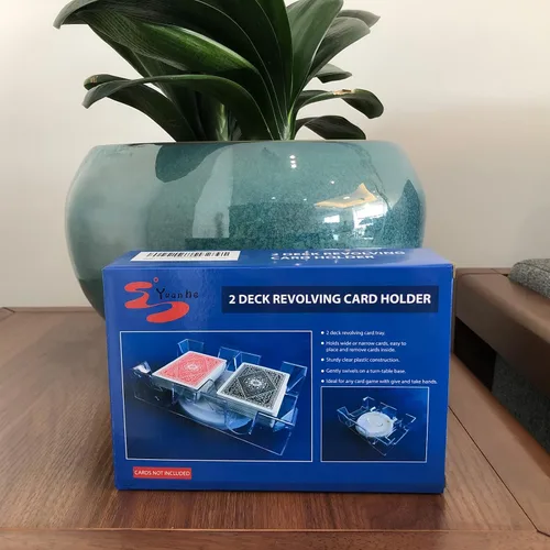 Miniatura 6 de Yuanhe Bandeja de cartas giratoria de 2 cubiertas, tarjetero