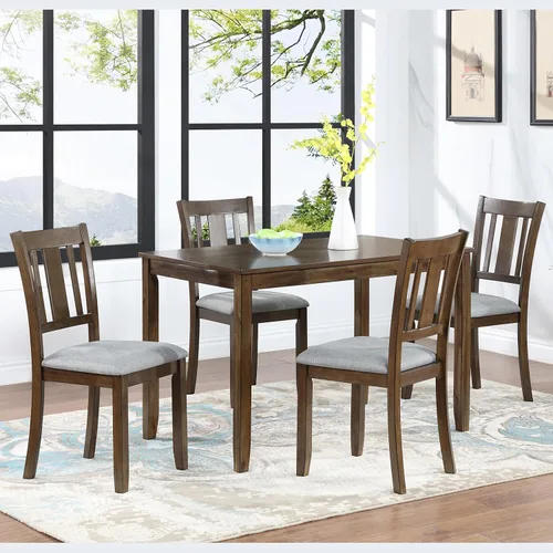 Miniatura 15 de LUMISOL Juego de mesa de comedor de 5 piezas con 4 sillas, juego de mesa de cocina de granja para lugares pequeños, cocina, comedor, negro y roble