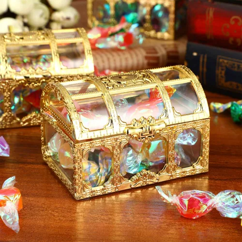 Miniatura 5 de Amosfun 10 cajas de dulces pequeñas mini cofre del tesoro vintage, cajas de recuerdos de boda, aniversario, cumpleaños, fiesta, suministros de 1.97