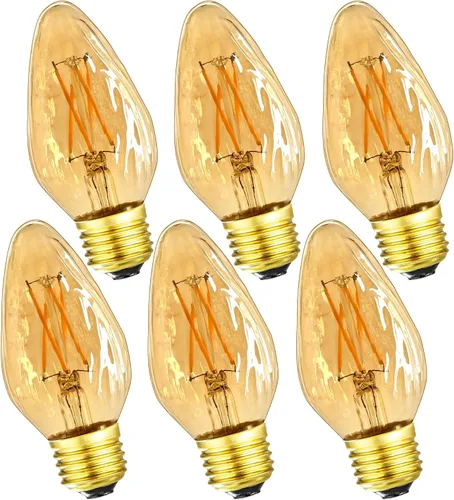 Leools - Bombillas LED Edison vintage E26 regulables de 6 W, 2700 K, color blanco cálido ámbar, 600 lm, paquete de 6, 120 V CA, base media E26,