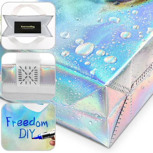 Miniatura 6 de KeerxunBag 12 piezas de bolsas de regalo reutilizables (incluye papel de seda) Bolsa de regalo con asa para cumpleaños, fiestas, días festivos