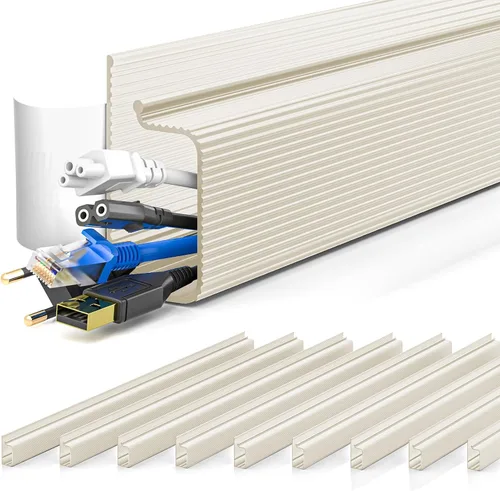 Miniatura 12 de YECAYE Organizador de cables de 94.2 pulgadas bajo el escritorio, montaje adhesivo de fácil instalación, ocultador de cables, organizador de cables