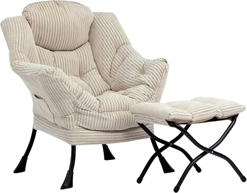 Miniatura 50 de HollyHOME - Silla perezosa con reposabrazos y bolsillo lateral, cómoda silla de sala de acento, sofá de ocio para sala de estar, recámara
