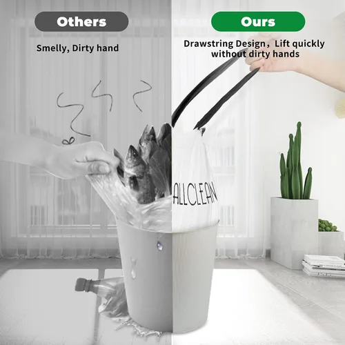 Miniatura 2 de Bolsas de basura de 4 galones, 90 bolsas de basura ultra duraderas y resistentes con cordón, gruesas resistentes al desgarro, sin perfume, Blanco
