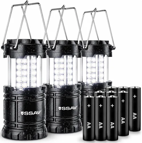 Miniatura 7 de SSAV Paquete de 2 linternas LED para campamento, linternas LED, kits de supervivencia adecuados para huracanes, luz de emergencia para tormentas