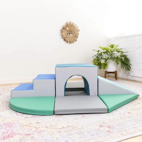 Miniatura 10 de ECR4Kids SoftZone Lincoln - Escalador de túneles para niños, contemporáneo, 9 piezas
