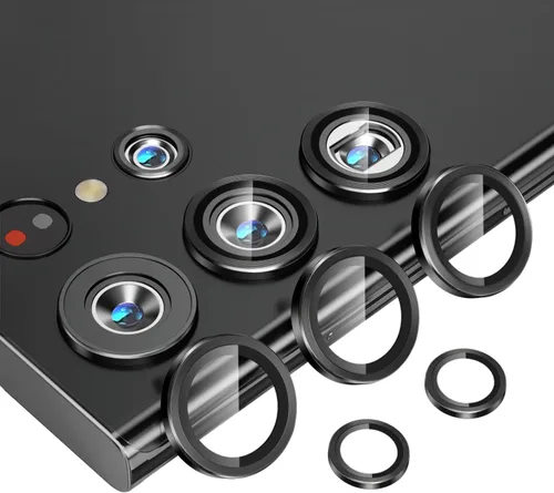Miniatura 19 de Bling - Protector de lente de cámara para Samsung Galaxy S22 Ultra solamente, cubierta de anillo de lente de ajuste completo con película de Negro