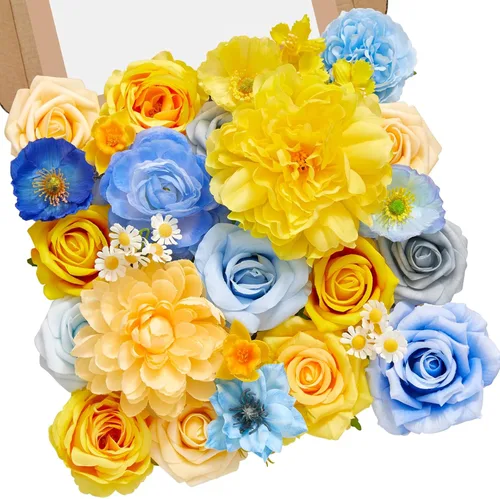 Miniatura 32 de Serwalin Flores artificiales, flores rosadas, flores de seda falsas, flores de pastel de boda, flores para ramos de boda, centros de mesa, Un rosa