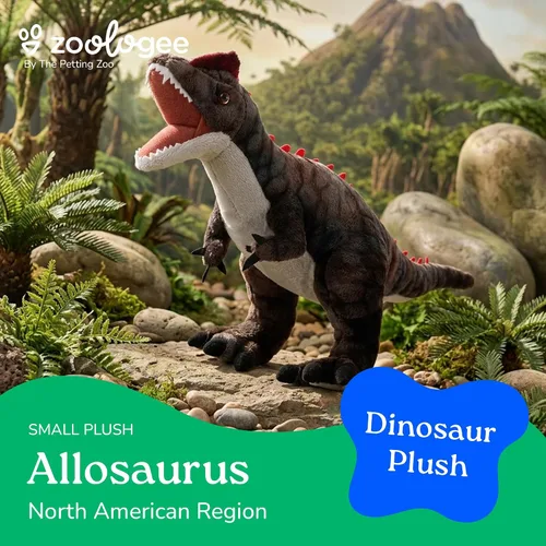 Miniatura 5 de The Petting Zoo Allosaurus - Peluche de dinosaurio, regalo para niños, animales de dinosaurio, juguete de peluche de dinosaurio marrón de 15 pulgadas