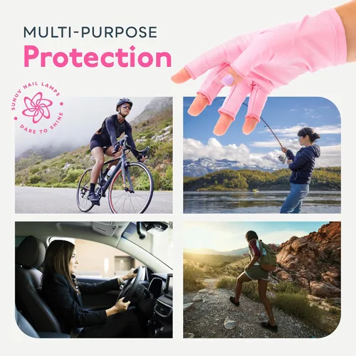 Miniatura 8 de SUNUV Guantes LED con luz UV para uñas de gel, guantes profesionales UPF 50+ anti UV para lámpara de uñas de gel, tecnología de uñas, rosa
