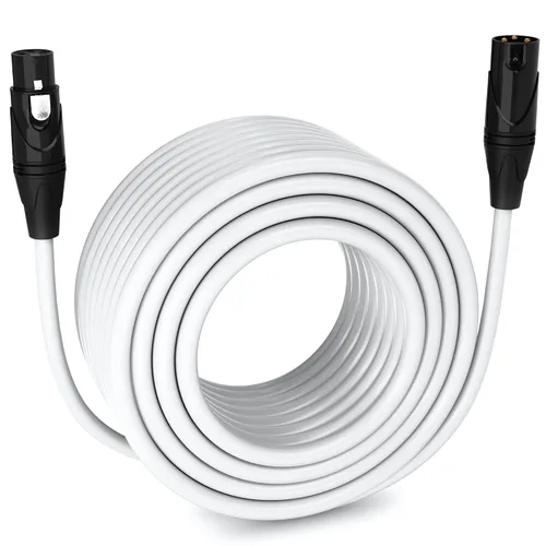 Miniatura 161 de LyxPro Cable de micrófono XLR hembra a macho de ángulo recto de 3 pines de 1.5 pies para altavoces amplificados, interfaz de audio, rendimiento