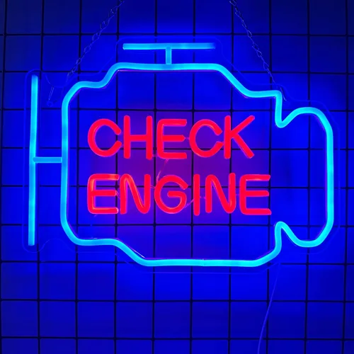 Miniatura 2 de Letrero de neón de Check Engine, decoración de garaje, letreros de neón LED para decoración de pared, letreros de neón personalizados para sala