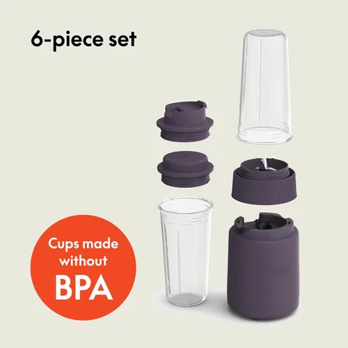 Miniatura 2 de BELLA 6 Piezas Licuadora Portátil Rocket, Exprimidor y Preparador de Batidos, Diseño de Prensa y Giro, Partes EverGood™ y Libres de BPA Apto