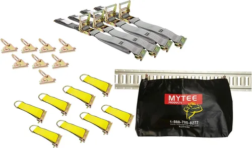 Miniatura 10 de Mytee Products Kit de amarre E-Track de 14 piezas, 4 rieles horizontales de 5 pies, 2 correas de trinquete Etrack de 2 pulgadas x 12 pies, 4 juntas