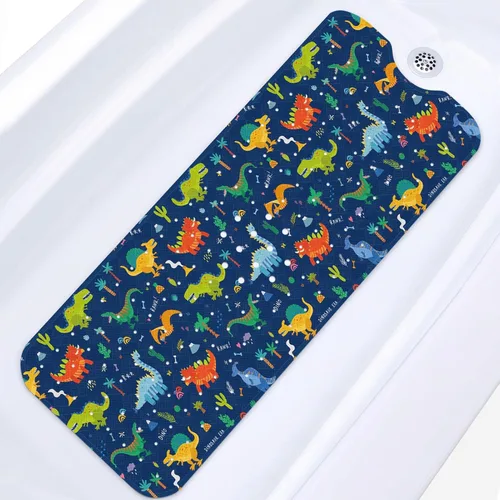 Alfombra de baño para bebé para niños, lindo dinosaurio animal de 40 x 16 pulgadas, extra larga, antideslizante, con dibujos animados de