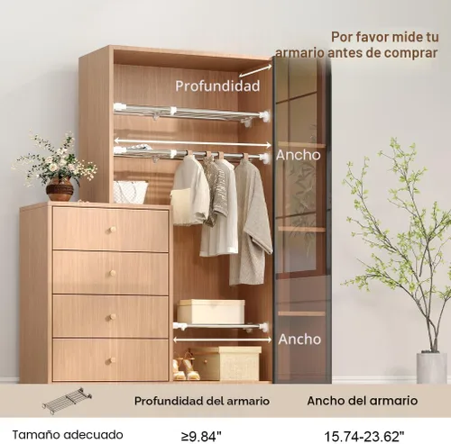Miniatura 5 de Hershii - Estantería y barra extensible para armarios, estante de almacenamiento de metal expansible,organizador ajustable, separador para armarios