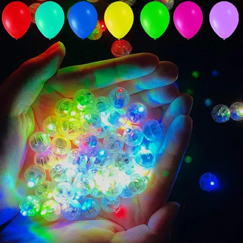Miniatura 6 de 50 piezas Luces LED para Globos, Mini Luces de Bolas Redondas Moradas Largo Tiempo de Espera Luces de Bola Intermitentes para Globo Linterna