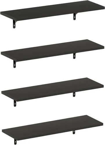 Miniatura 16 de Furinno Rossi - Estantería flotante de pared entrelazada, 4 unidades, color espresso