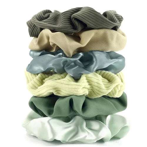 Miniatura 19 de Coleteros Difusos Fuzzy Scrunchies 8 PCS Ligas Negras para el Cabello Lindas Bandas para el Cabello con Piel de Conejo Sintética Ligas Elásticas