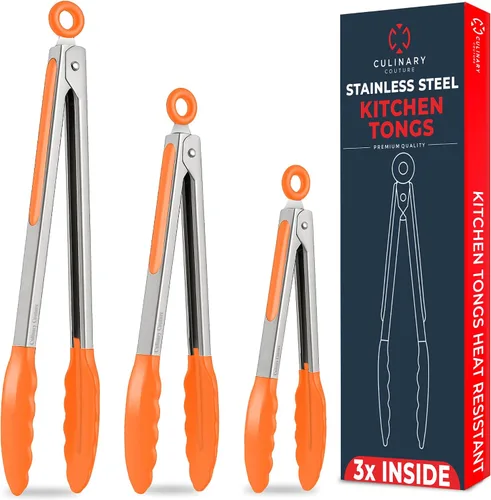 Miniatura 8 de Pinzas de cocina para cocinar con puntas de silicona, pinzas resistentes al calor para servir alimentos, 7 pulgadas, 9 pulgadas, 12 pulgadas, pinzas