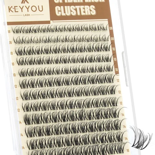 Miniatura 6 de Kit de extensión de pestañas KEYYOU 144 piezas con aplicador de pegamento y sello, racimos de pestañas Air Touch con removedor, rizo D, kit
