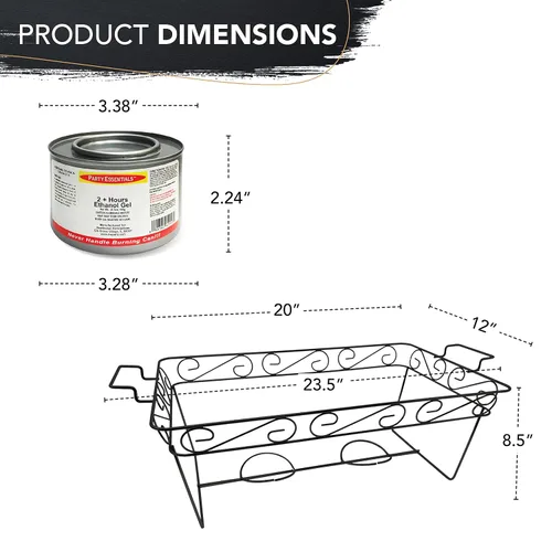 Miniatura 4 de Party Essentials Kit de servicio de bufé Elegance de 33 piezas, incluye estantes negros para rozar, sartenes de aluminio, sartenes de agua, latas