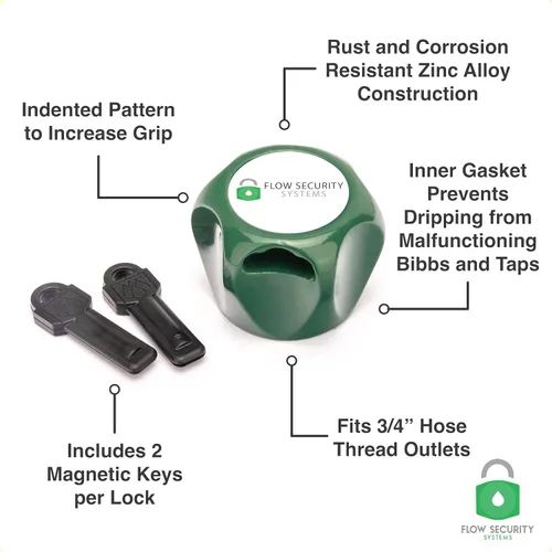 Miniatura 2 de The Flow Security Systems Faucet Lock II Llave magnética Previene el robo de agua, asegura los grifos al aire libre, promueve la conservación
