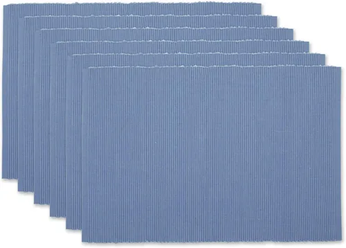 Miniatura 45 de DII - Juego de manteles individuales acanalados para uso diario 100% algodón, 13x19, gris, 6 piezas