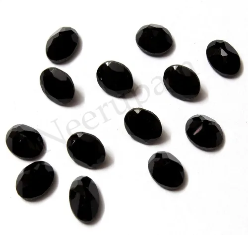 Neerupam Collection 0.394x0.315 in tamaño natural indio negro ónix AA calidad facetado forma oval piedras preciosas sueltas
