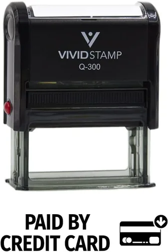 Miniatura 10 de Vivid Stamp Pagado con tarjetas de crédito Sellos de goma autoentintados (tinta roja) - Q-300 Rojo