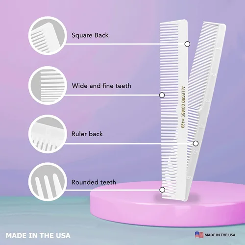 Miniatura 6 de Allegro Combs Peines de corte para peluqueros 420, peine para barba, bigote, para hombres, mujeres, niños pequeños, trenzados, separación del Blanco