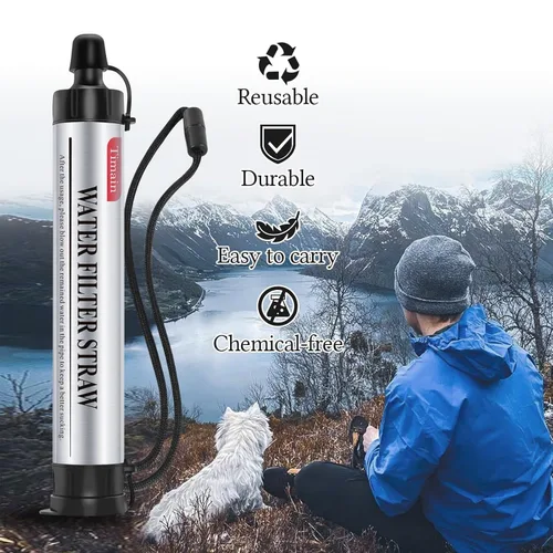 Miniatura 5 de Timain - Filtro de pajita de 4 etapas de filtración, alta tasa de flujo, filtro de agua para purificador de supervivencia para kits de emergencia