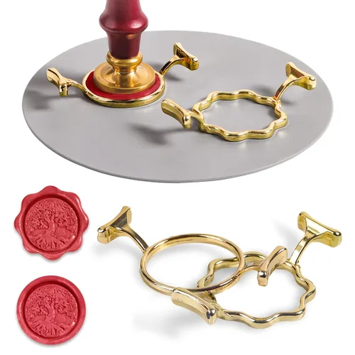 Kit de Sello de Cera Yelsky con Sello de Cera de 1 Pulgada - 2 Moldes de Sello Metálicos con Forma de Flor Redonda, Alfombrilla de Silicona para 2