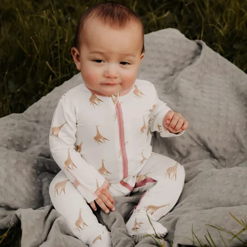 Miniatura 3 de Pijama suave de viscosa de bambú para bebé, cierre de cremallera, 0-24 meses