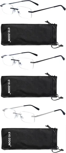 Miniatura 6 de Paquete de 3 gafas de lectura clásicas rectangulares con marco de metal sin montura para hombres y mujeres
